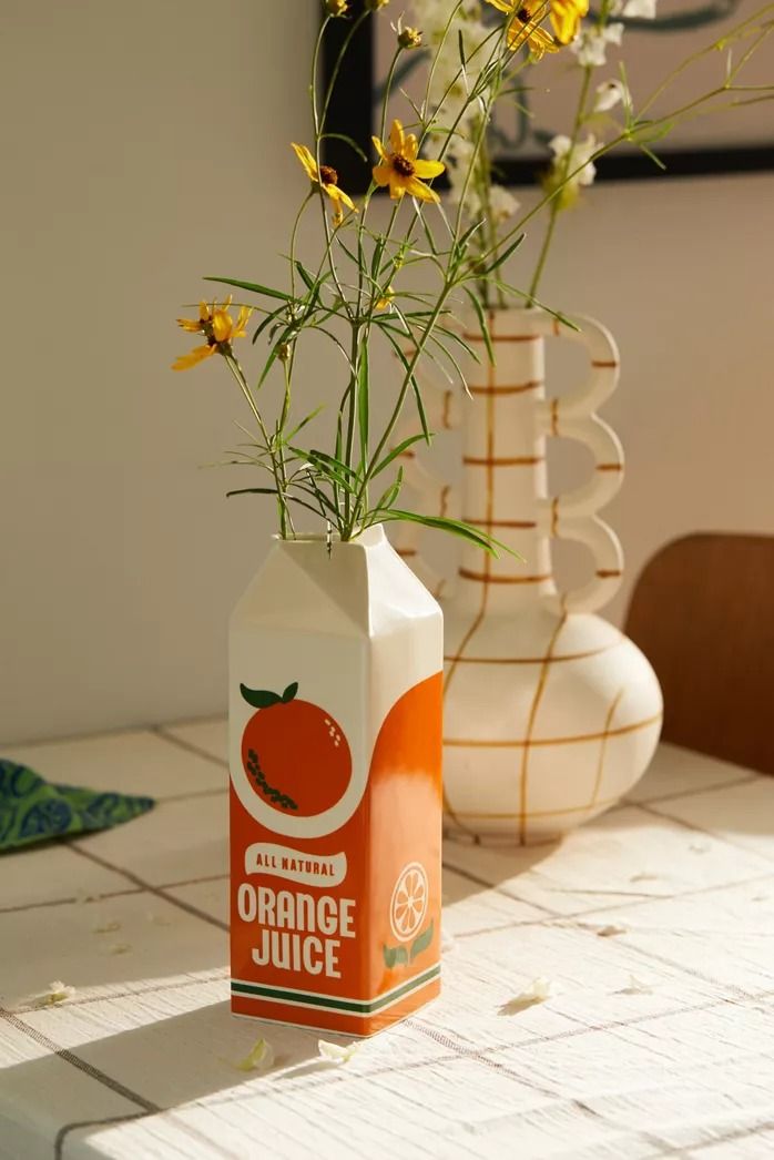 Orange Juice Carton Vase